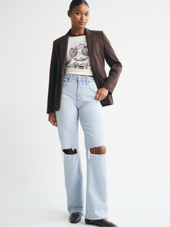 Abercrombie & Fitch Denim - Abercrombie High Rise 90s Relaxed Jeans in Knee Rip